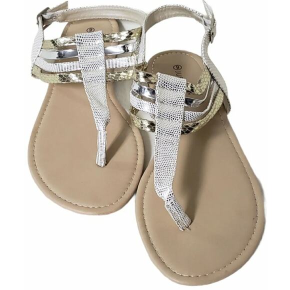 Just Be. Apparel Shoes - Just Be Adjustable Strap Gold Flip Flop Style Sandals w. Ankle Straps